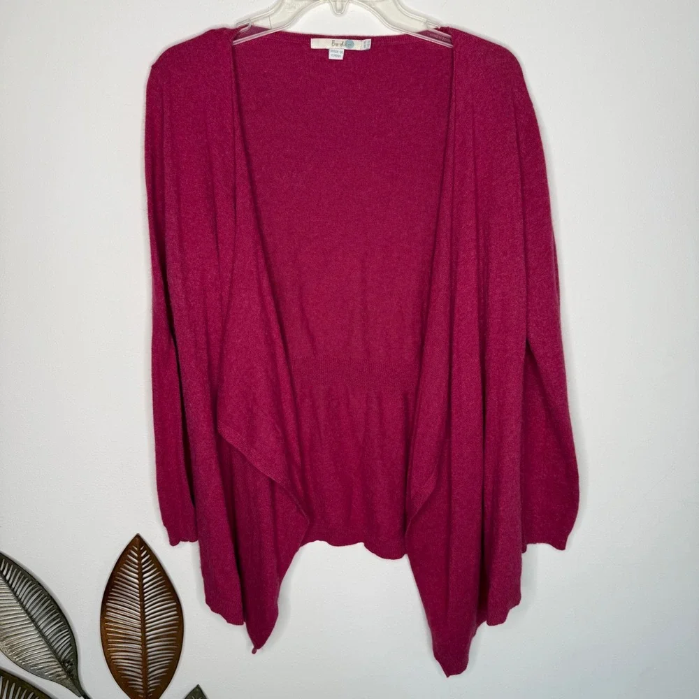 Boden Pink Cashmere Angora Blend Waterfall Open Cardigan Sweater Womens 12 WK662